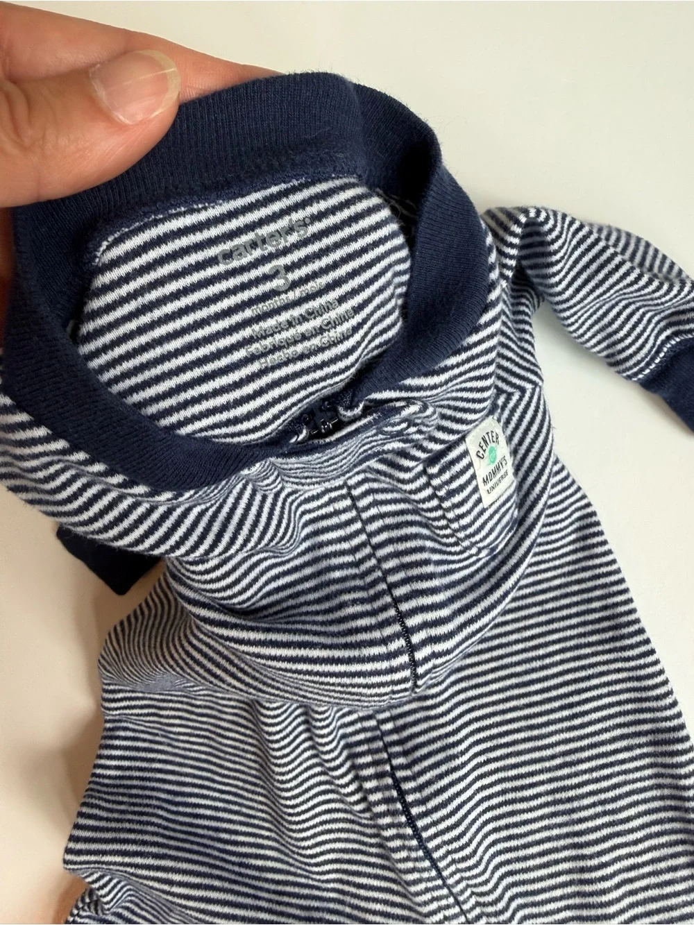 3/$15 | Carter's Navy Striped Footie, Printed White Bodysuit & Navy Pants Set